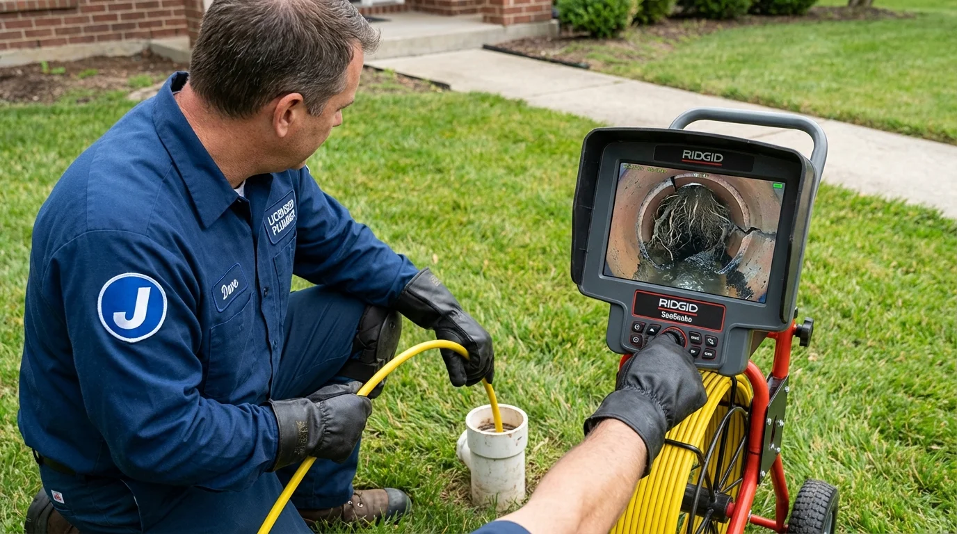 Sewer camera inspection being performed by Johns Plumbing LLC in Tupper Lake