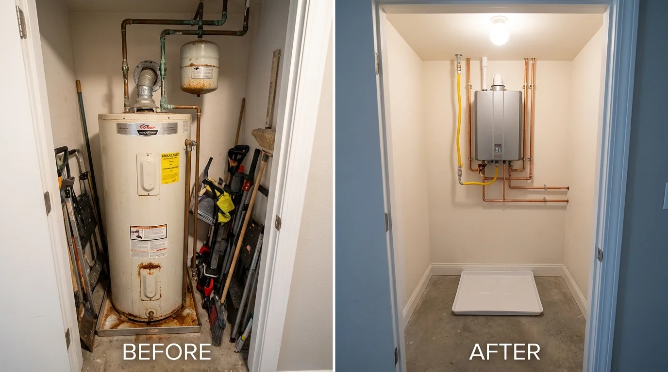 Tank water heater versus wall-mounted tankless unit comparison for Tupper Lake, NY homeowners